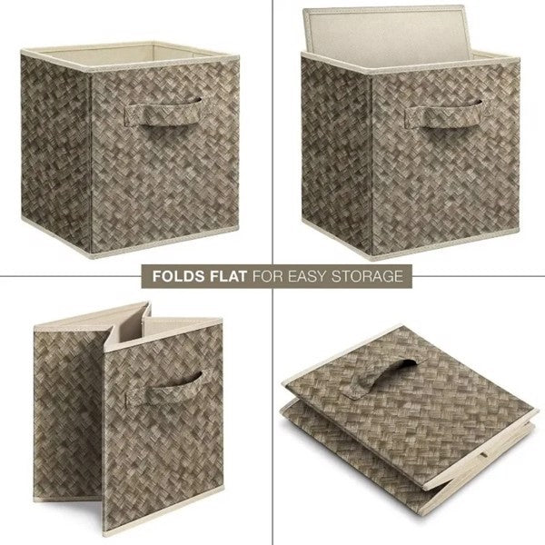 12 Inch Foldable Cube Storage Bins Set Of 6, Closet Organizers Bins And Storage Box For Toy Clothes-Brown
