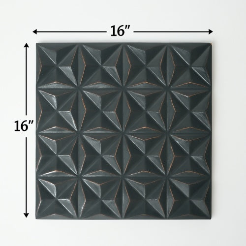 Black Square Shape Handcrafted MDF Wall Decor Elegant Home Accent