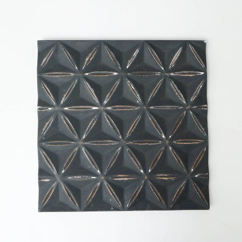 Black Square Shape Handcrafted MDF Wall Decor Elegant Home Accent