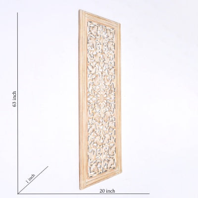 Wooden Floral Hand Carved Mandala Rectanguler Wall Decor Accent-20X63