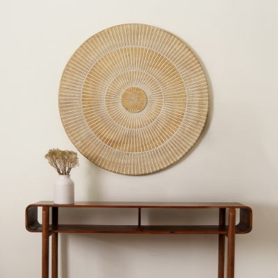 Handcarved Round Wheel Style Wood Wall Decor-36