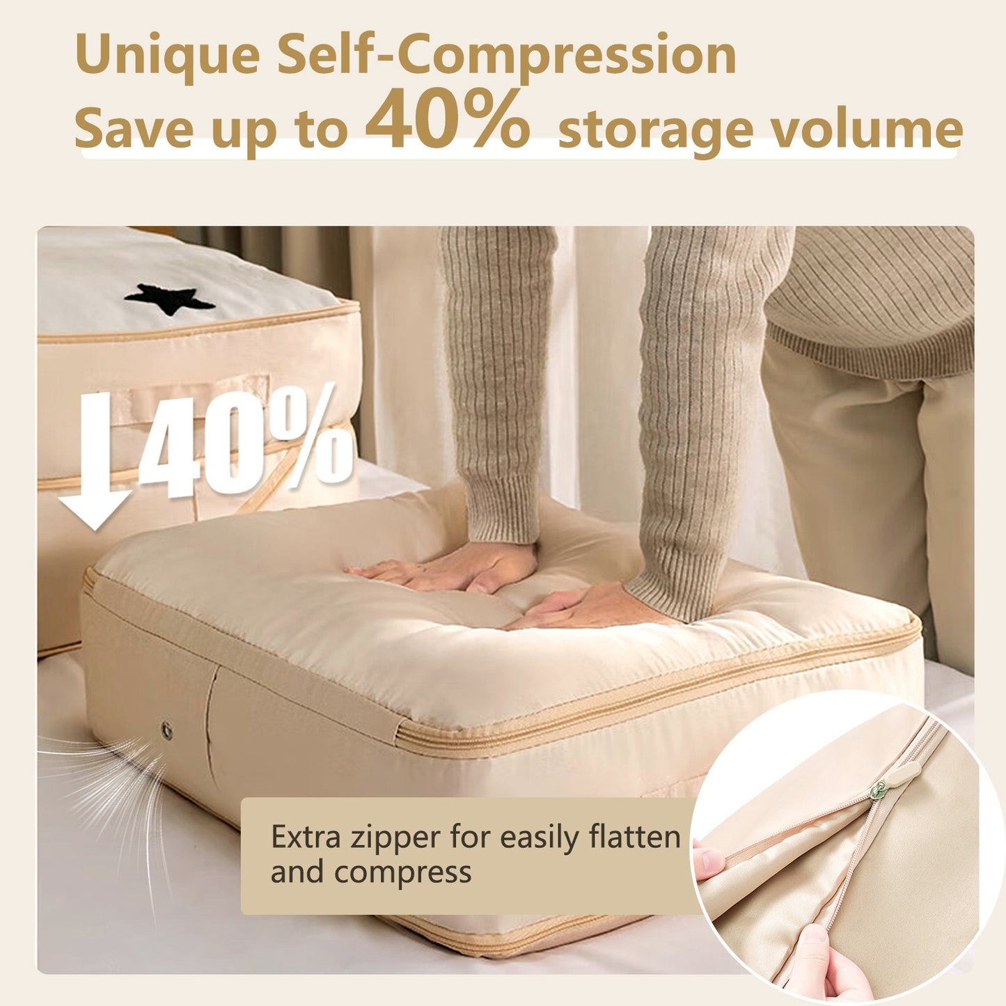 1Pc Foldable Storage Bag For Comforter Quilt Blanket Clothes Pillows Beddings With Dual Zippers