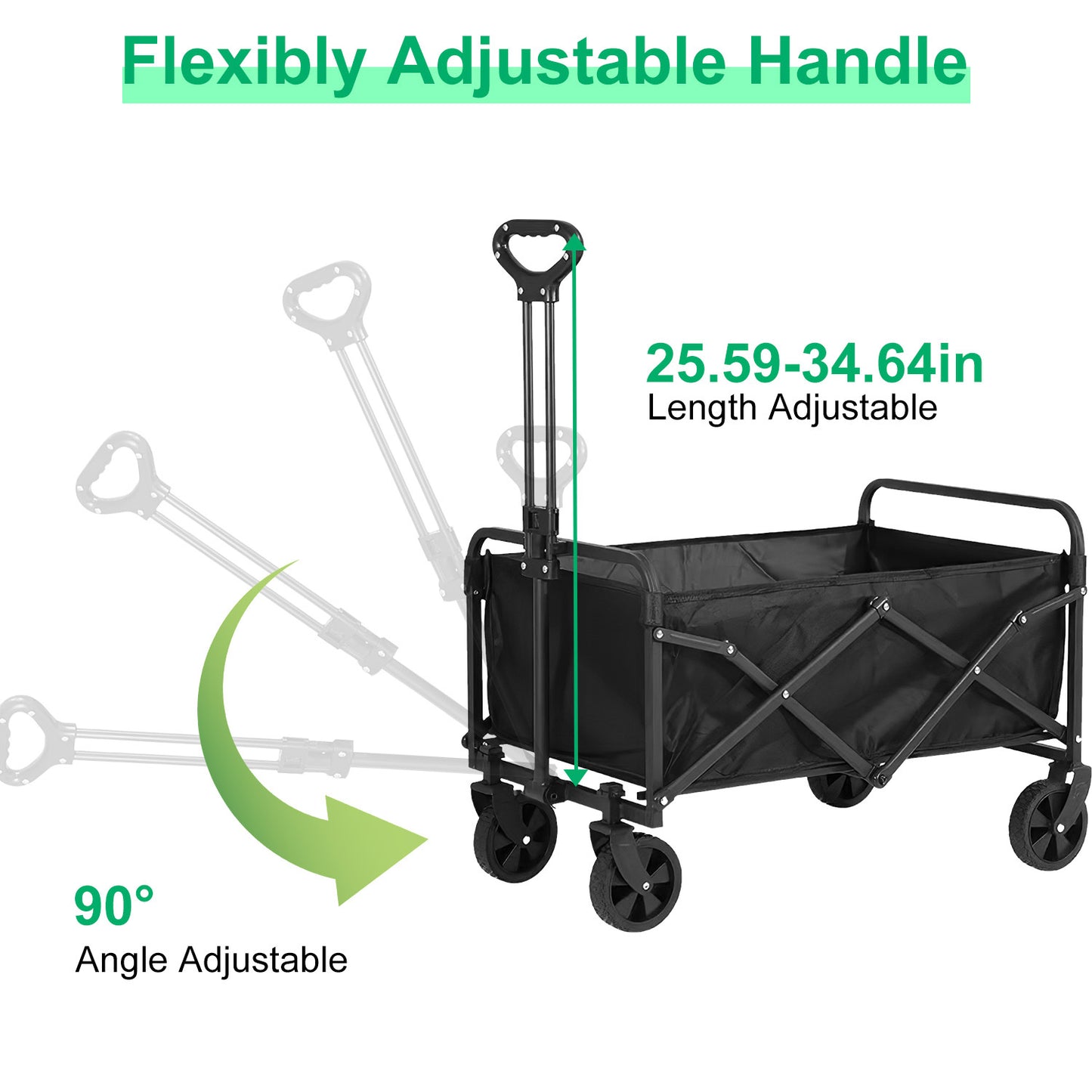 26.4Gal Collapsible Folding Wagon Cart With Adjustable Handle 220LBS Load Capacity Heavy Duty Foldable Utility Outdoor Wagon For Camping Shopping Garden